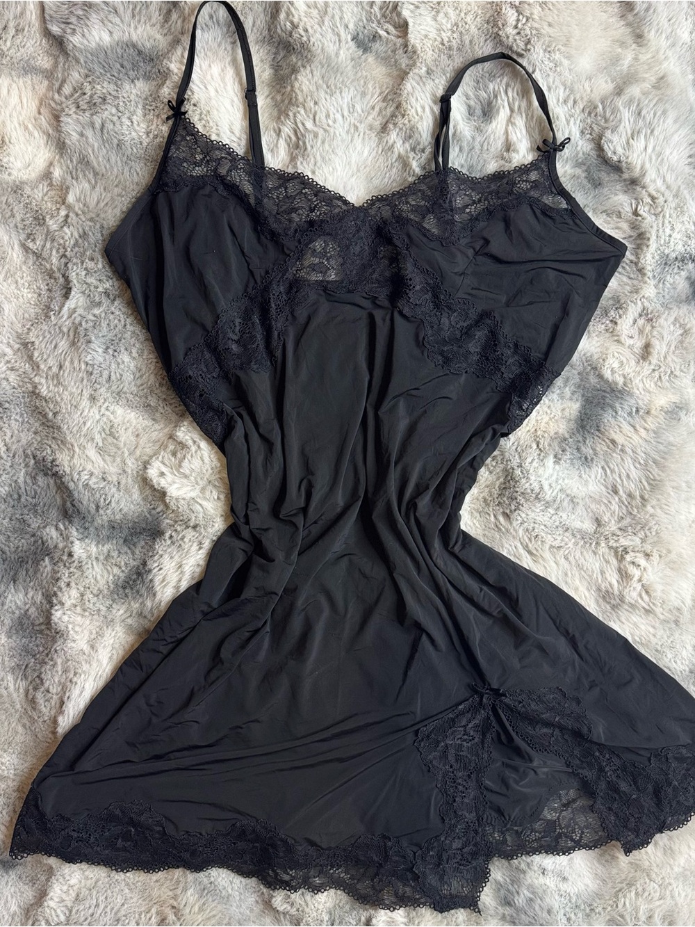 Victoria's Secret Black Lace-Trim Slip